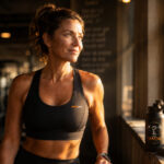 Woman over 40 in a gym representing weight loss for women over 40 through strength and determination